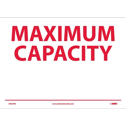Maximum Capacity Sign M355PB Maximum Capacity Sign M355PB