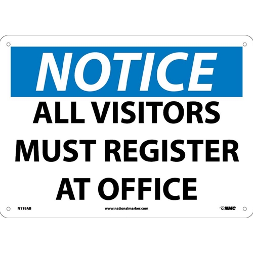Notice All Visitors Must Register At Office Sign (N119AB)