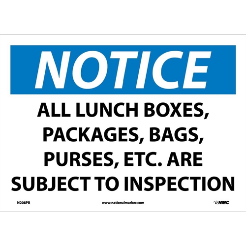 Notice Subject To Inspection Sign (N208PB)