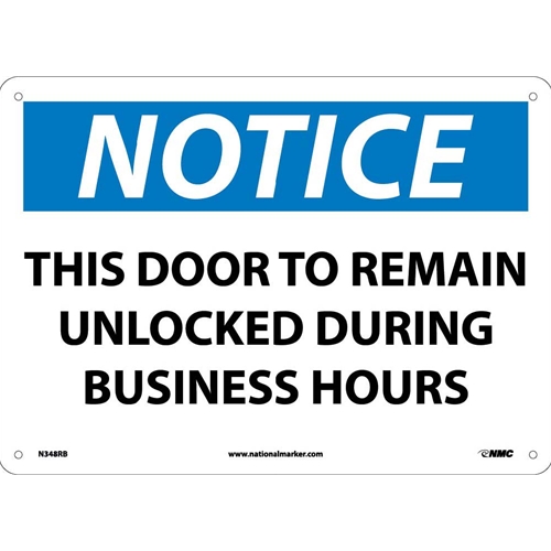 Notice This Door To Remain Unlocked Sign (N348RB)