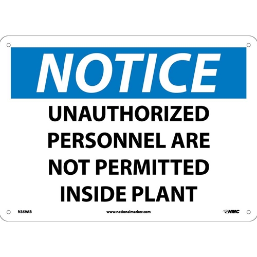 Notice Unauthorized Personnel Are Not Permitted Sign (N359AB)