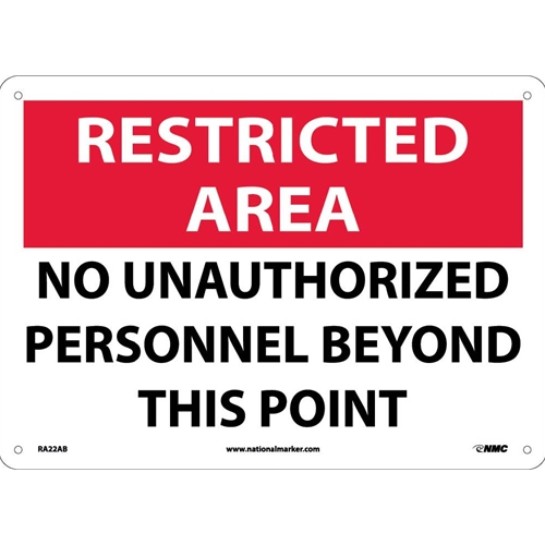 Restricted Area No Unauthorized Personnel Sign (RA22AB)