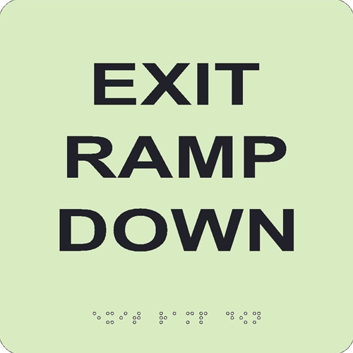 Glow Exit Ramp Down Braille Sign (GADA102BK)