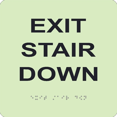 Glow Exit Stair Down Braille Sign (GADA105BK)