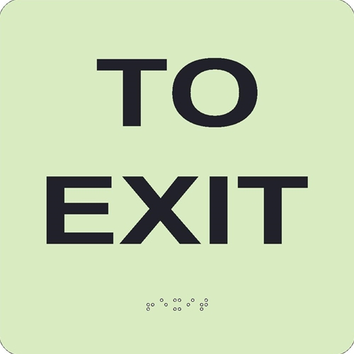 Glow To Exit Braille Sign (GADA114BK)