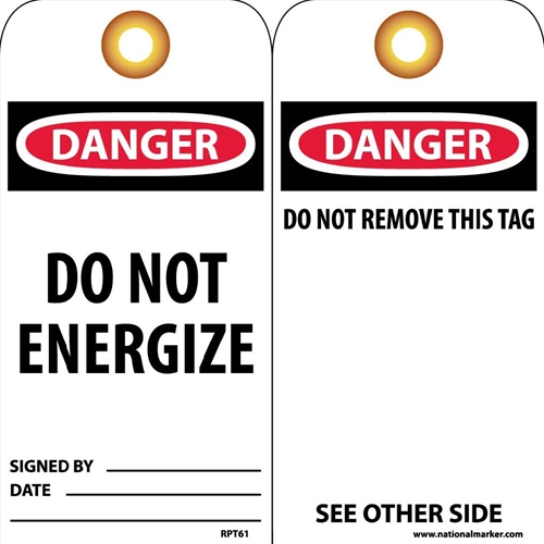 Danger Do Not Energize Tag (RPT61G)