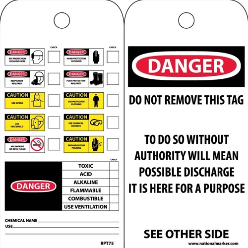 Danger Ppe Required Here Tag (RPT75)