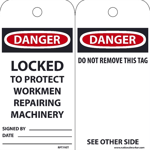 Danger Locked To Protect Workmen Repairing Machinery Tag (RPT79ST)