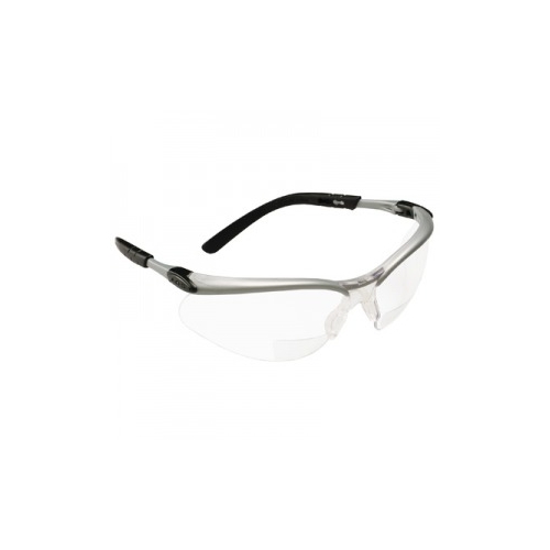 AOSafety BX Safety Glasses - Silver/Black Frame, Clear +1.5 Diopter Lens