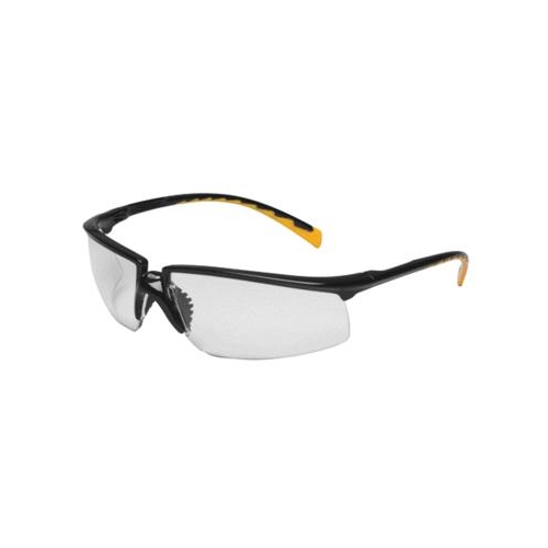 AOSafety Privo Safety Glasses, Orange Accent Temple Tips, Black Frame, Clear Anti-Fog Lens