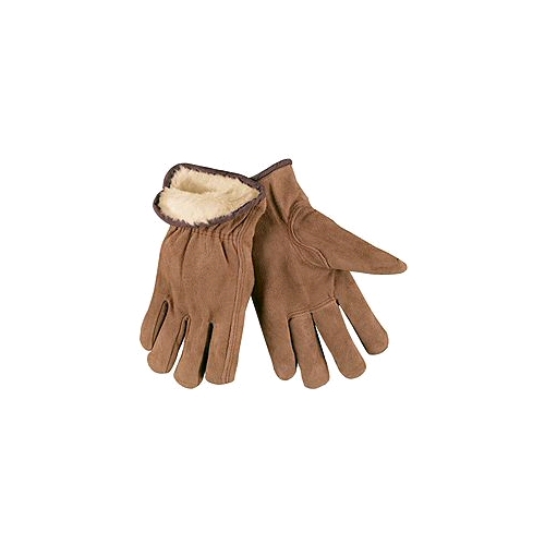 Memphis Lined Leather Drivers Gloves, Brown, Pile Lined, Split Cow, Large