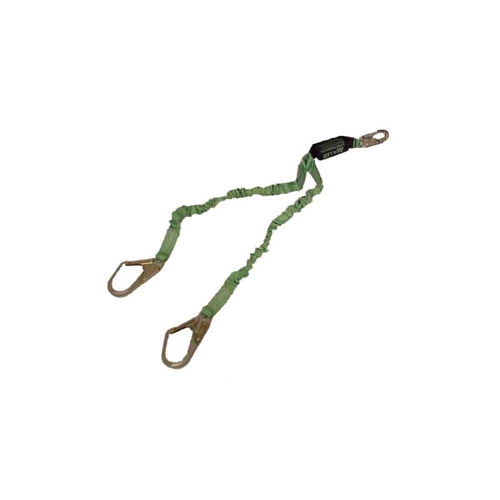 Miller 8798RSS/6FTGN StretchStop Lanyard w/SofStop Shock Absorbers, Twin Leg, Snap Hook/Rebar Hook