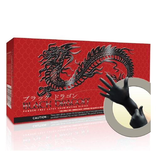 Microflex Black Dragon Latex Powder Free Black Examination Gloves (Case/10 Boxes)