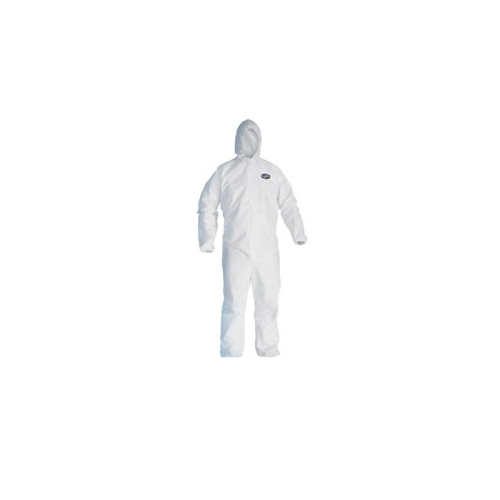 KleenGuard A20 Coveralls, White, Zipper Front, Elastic Back, Wrists, Ankles & Hood