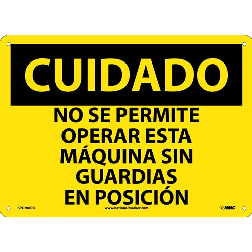 Caution Chock Wheels Sign - Spanish (SPC700RB)