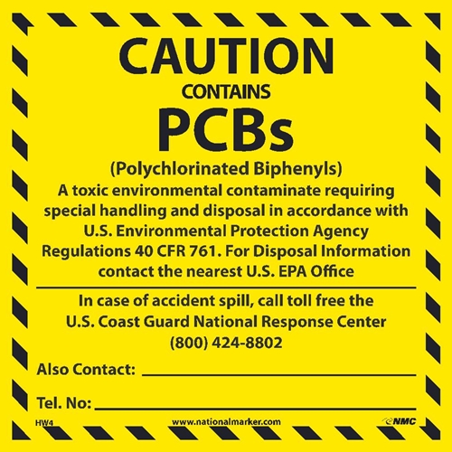 Caution Contains Pcb'S Hazmat Label (HW4ALV)