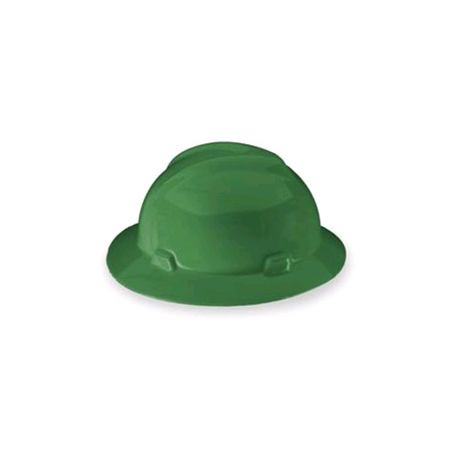 MSA 475370 V-Gard Full Brim Hard Hat, Fas-Trac, Green